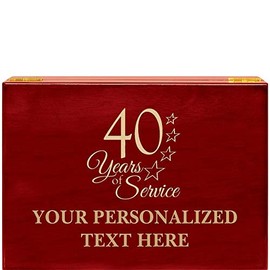 Crown Awards 40 Years of Service Rosewood Humidor Gift, Customize with Your Own Text Engraving