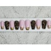 nailed by Rachel Baby pink gold bling short coffin press