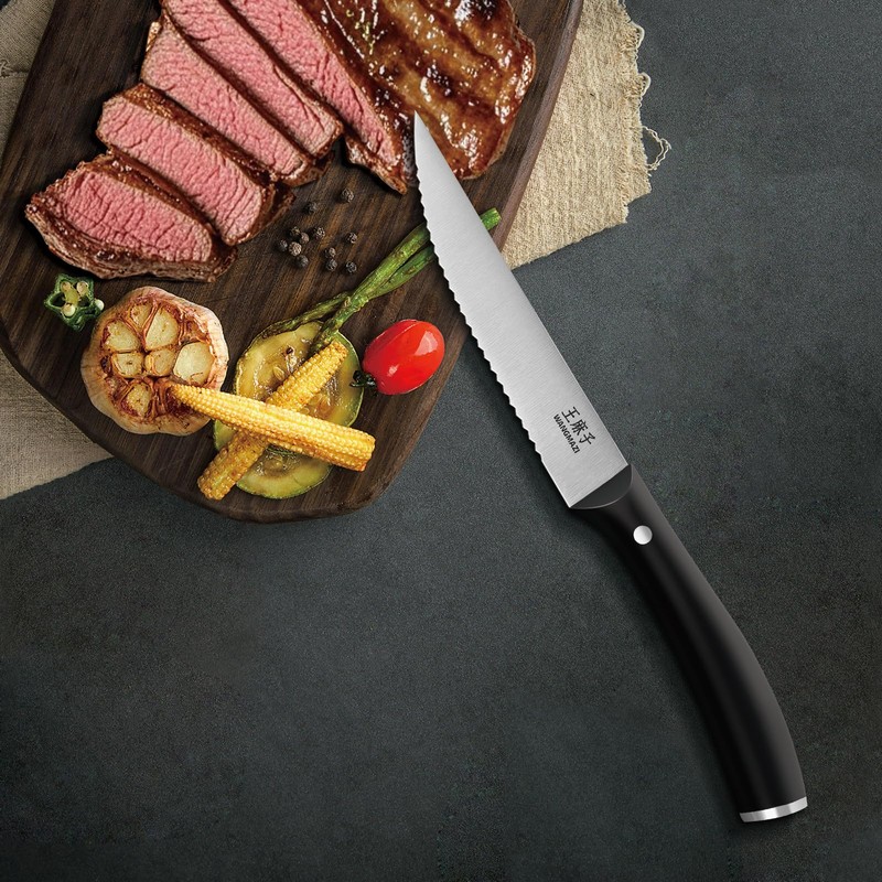 WANGMAZI Exquisite Steak Knife Set of 4,High-carbon Stainless Steel Forged,Lightweight