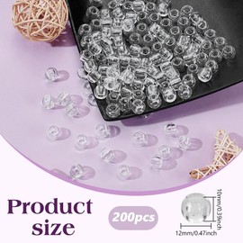 CRAFTYMELODY 200Pcs Woven Hair Beads Dreadlocks Beads Plastic Clear Large Beads Barrel Loc Hair Bead Accessoriess Hair Decoration Hair Cuffs DIY Braid Clips for Women DIY Crafts Supplies