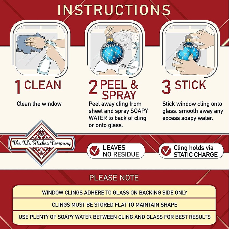 2 sheets of Christmas stained glass Bauble Snowflake Window Stickers