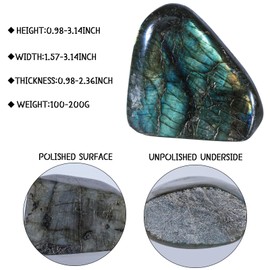Nupuyai Irregular Natural Labradorite Crystal Stone, Self Standing Stone Polished Collectible Mineral Crystal Stone Home Office Decor, 100-200g
