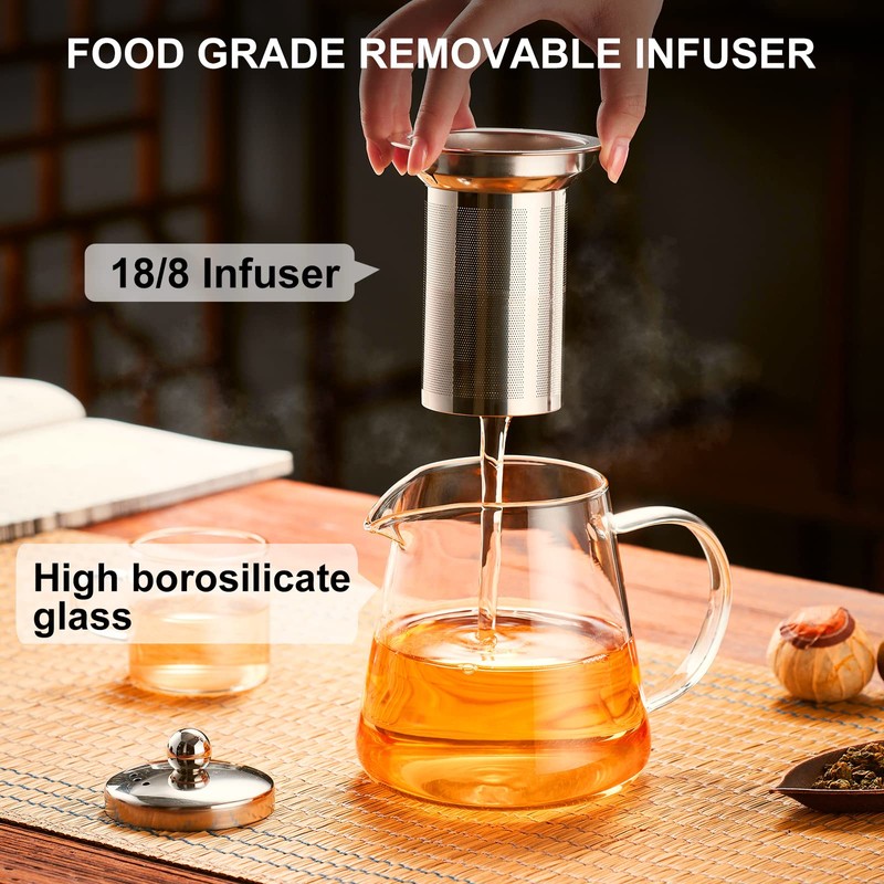 PARACITY Glass Teapot Stovetop 18.6 OZ, Borosilicate Clear Tea Kettle