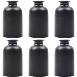 XIYOUQI Black Vase for Flowers-Set of 6 Ceramic Small Bud Vases for Flowers & House Plants, Modern Minimalist Decorative Vases, Ceramic Vases for Centerpieces, Home, Shelf, Office, Table, Mantel Decor
