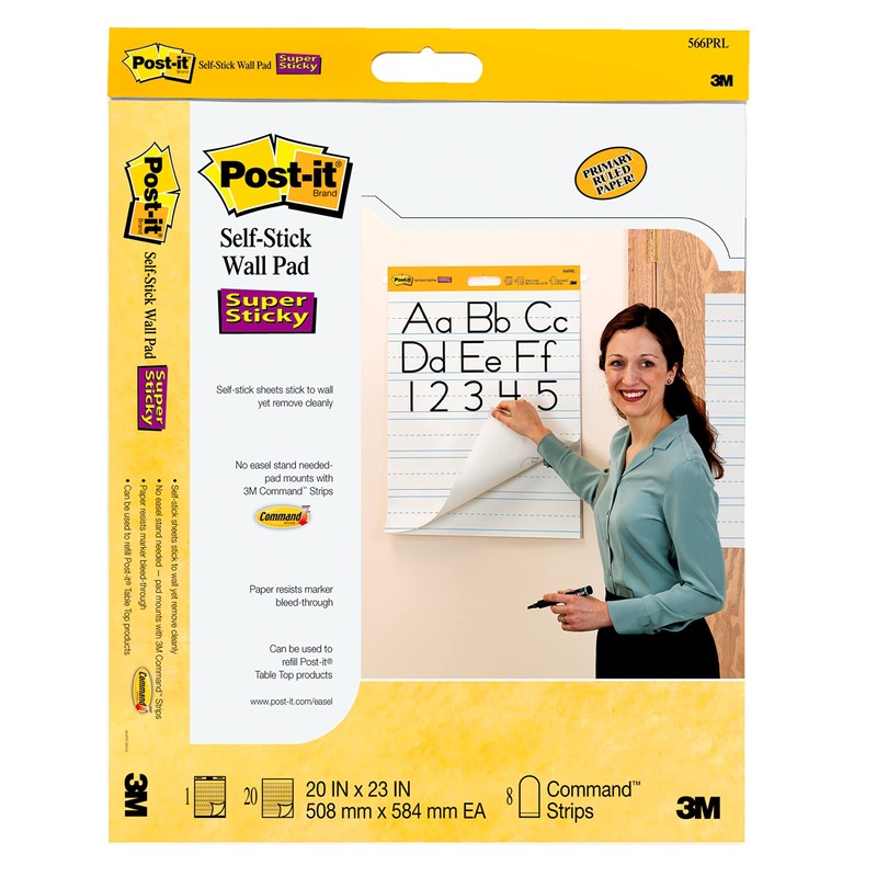 Post-it Easel Pad, 20 in x 23 in, White w/Lines,