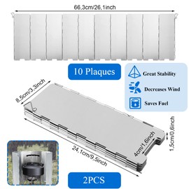 YAYODS 2 Stück Windschutz Gaskocher Camping - 24x83CM Leichter Faltbar Aluminium Windschutz Campingkocher, Spritzschutz Herd Windschutzscheibe - Windscreen Camping für Outdoor Öfen Gaskochern, 10 Pcs