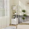 Furnulem 4-Tier Corner Shelf, Bookshelf with 2 Storage Drawers, 57.28”Tall
