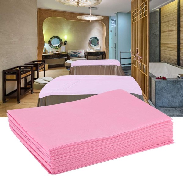 10pcs Disposable Non-Woven Bed Sheet, Waterproof Oil-Proof Massage Table Couch Cover for Beauty Salon SPA Hotels (Pink)