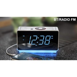 Alarm Clock Radio with Bluetooth Speaker, FM Radio, Dual Alarm with Snooze, Large LED Display, Dimmer Control, USB Charging Output and Night Light CKS708