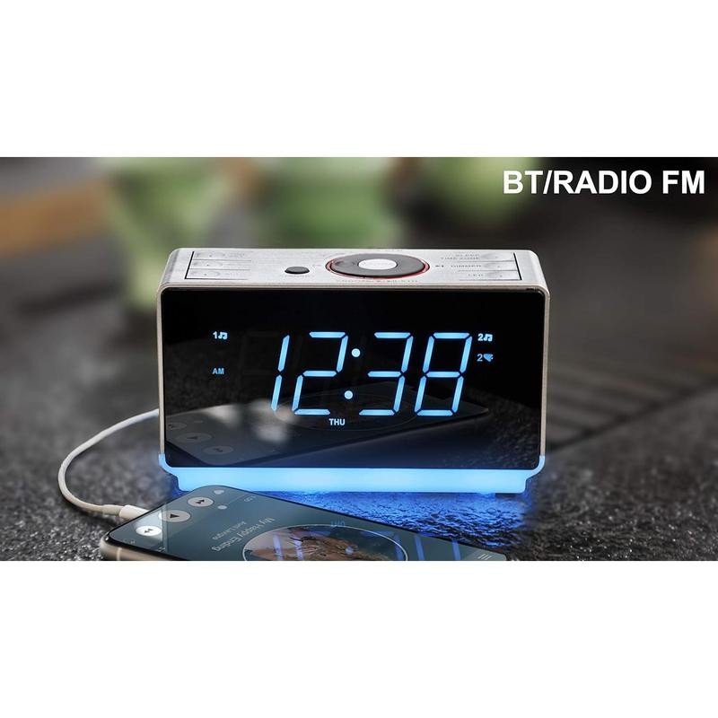 Alarm Clock Radio with Bluetooth Speaker, FM Radio, Dual Alarm