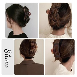 Pack of 5 Hair Claw Clips for Women Matte Claw Clips for Girls Amber Brown Hair Clips Non-Slip Medium Large Hair Clips for Thin Hair Fashion Hair Accessories with Multi-Styles