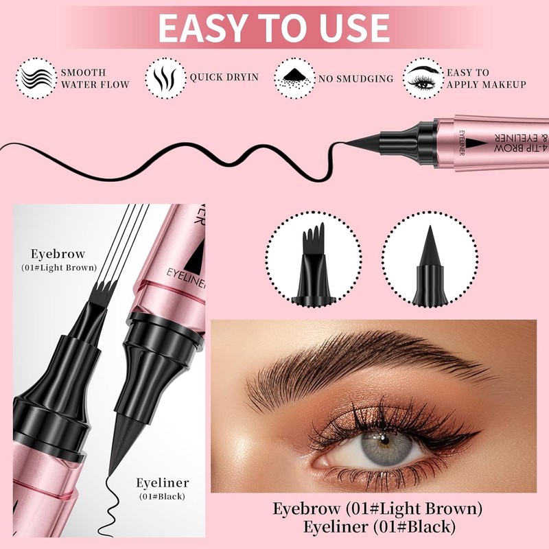 Lápiz de Cejas 2 en 1 con Gel Impermeable –
