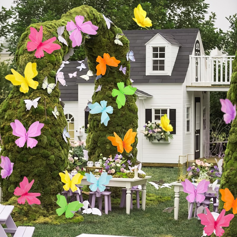 EASY JOY 6PCS Large Paper Butterfly Wall Decorations 9.8'' Pastel
