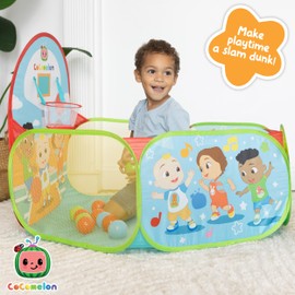 CoComelon Playground Ball Pit, Pop Up Tent with 25 Play Balls and Basketball Hoop, Toddlers 18M+