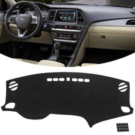 KEYOOG Dashboard Cover Dash Mat Fit for Hy-undai Sonata 2019-2016 (Without HUD Models),Car Dash Board Mat Anti-Glare Carpet,Non-Slip Pad Sunshield Protector (Black)