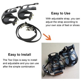 Reicyfang Bike Pedals, Bike Bicycle Toe Clips Cage Indoor Exercise Indoor Bike Pedal Adapters, Toe Clips Universal Replacement Parts with Strap Belts, Bicycle Pedal Foot Cover Plastic Bike Pedals