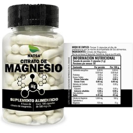 NATSA Citrato de Magnesio 100 cápsulas, calidad Premium