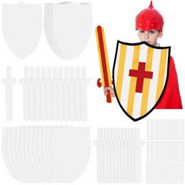 Motionchic 12 Sets DIY Shield Kit for Kids 15.8"x22.8" Cardboard Shields Paper Sword Craft Blank Shields for School Knight Crafts Play Castle Activities Dramatic Party Decorate with Paint Crayons