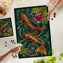 Lantern Press Koi, Paper Mosaic, 1000 Piece Jigsaw Puzzle for Adults, Made in USA with Reference Poster