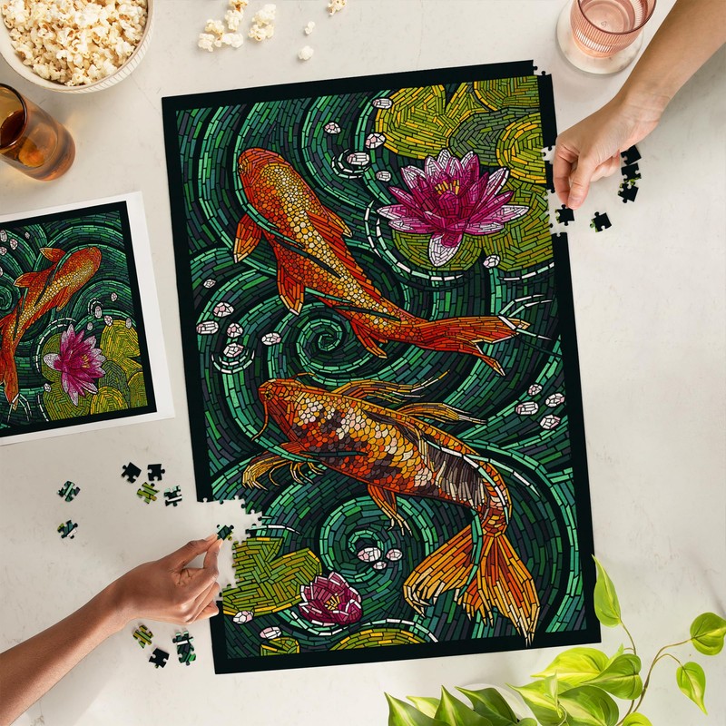Lantern Press Koi, Paper Mosaic, 1000 Piece Jigsaw Puzzle for