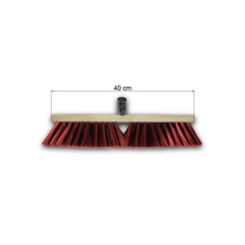 HELO 'PET 2' Street Broom Head 40 cm Wide with Metal Handle Holder, Strong PET Bristles for Coarse Dirt, Brush Head for Outdoor Use as Industrial Broom, Workshop Broom, Indoor Broom (without Handle)