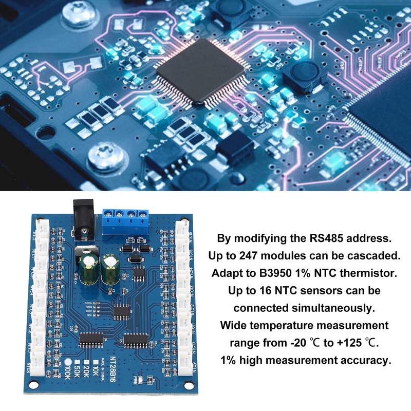 Temperature Sensor Module 16 Channels RS485 ‑20℃ to +125℃ Temp