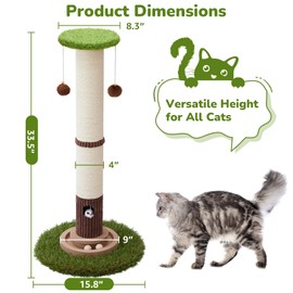 Woochpet 34inches Tall Cat Scratching Post with Cat Ball Track Toy Heavy Duty and Thicker Large Diameter Natural Sisal Cat Scratcher Post for Indoor Cats Protect Your Furniture
