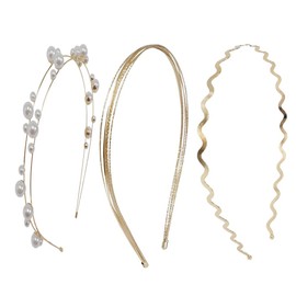 GETACOTA 3 Pcs Gold Metal Headbands for Women Thin Hair Hoop Simple wavy Sparkly Shiny Hair Bands Glitter Fashion Non-slip Hair Accessories for Girl l(gold set 01)