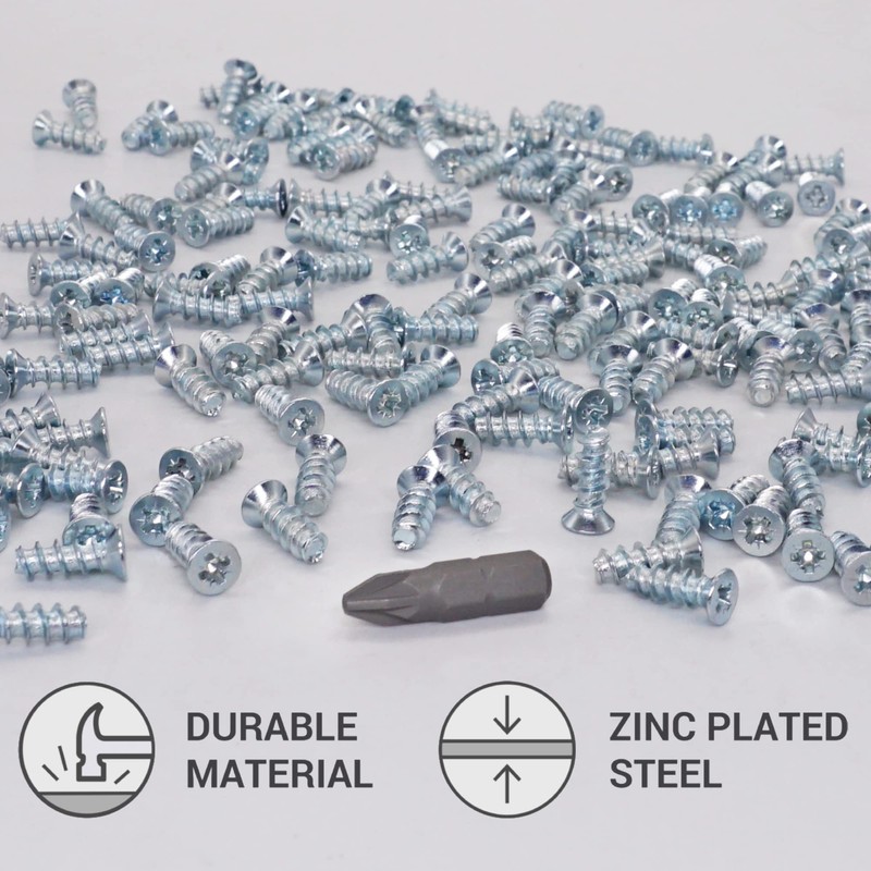 SKIR'CO (100 pcs) Zinc Plated Euro Screws 5.0 x 13