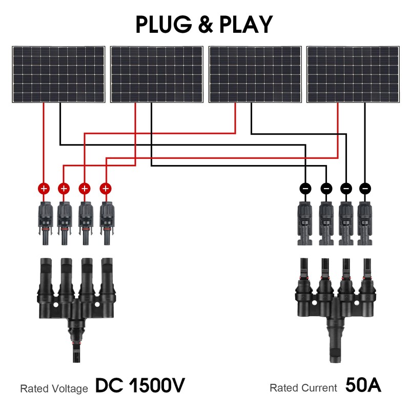 PAEKQ 4 to 1 Solar Panel Connectors T Branch Connectors