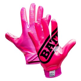 BATT Double Threat Receiver Football Gloves UltraTack Palm PerfectFit Material Reinforced Stitching 90-Day Durability Guarantee:_Pink_Adult_M