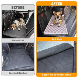 Manificent Non-Slip Pet Bed Mat for Back Seat Extender, Hair Resistant Dog Blanket for Hard Bottom Dog Car Seat Cover, Anti Slip Pet Linner Backseat Cover Blue/Plaid