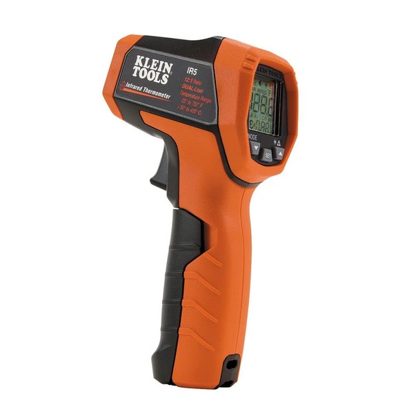Klein Tools IR5 Dual Laser 12:1 Infrared Thermometer Digital Backlit