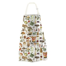 JTOUK Mushrooms Kitchen Apron Cottagecore Cooking Mushroom Gift Toadstool Gift Chef Gift Witchy Apron Gift for Mushrooms Lover (Mushroom Apron EU)