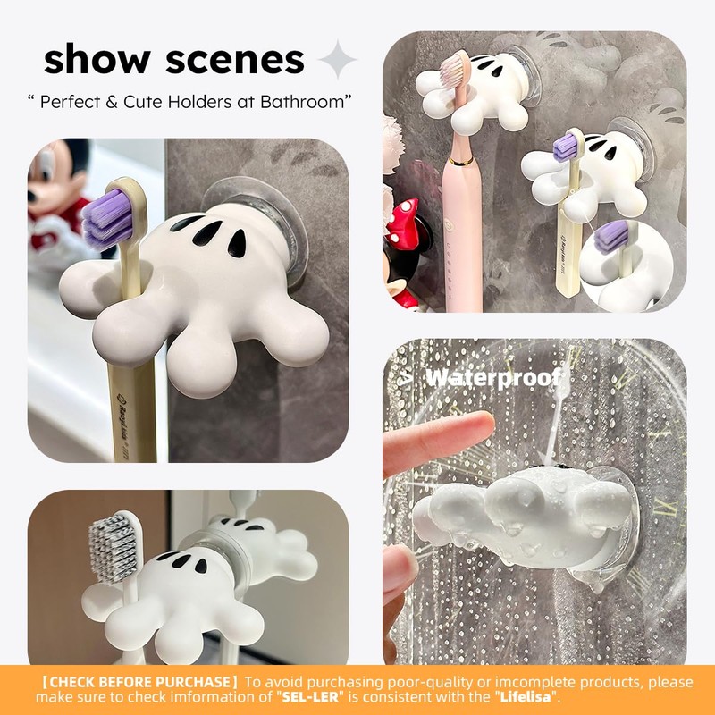 Lifelisa Cute Hanging Toothbrush Holder, Hand Wall Hanging Utility Suction
