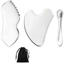 Lumbor37 Masaje Facial 3 Piezas, Guasha Facial, Herramientas de Masaje para Raspar el Rostro, para Esculpir la Línea de la Mandíbula, Adecuado para el
