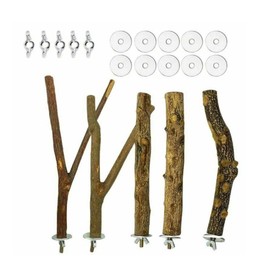 ZONADAH Bird Branches Perch Set 5 Pcs Parrot Perches Bird Perch Stand Wood Bird Cage Branch Rod Paw Grinding Stick for Parakeets Budgies Cockatiels Conure Lovebirds