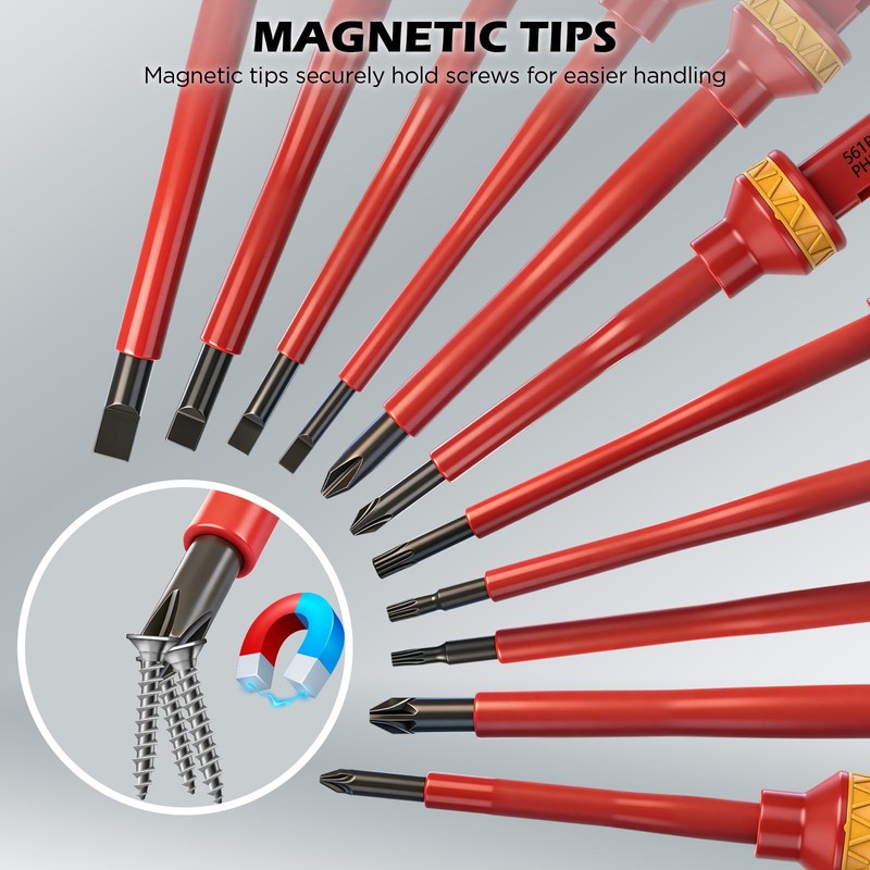 1000V Insulated Electrician Screwdriver Set - 13-Piece Professional Electrical Screwdriver