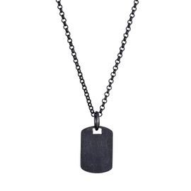 Kuzzoi Men's Necklace with Military Plate (15 mm) Oxidised 925 Sterling Silver, Chain with Plaque Pendant for Men, Dog Tag Men's Chain, Length 50 cm, Sterling Silver