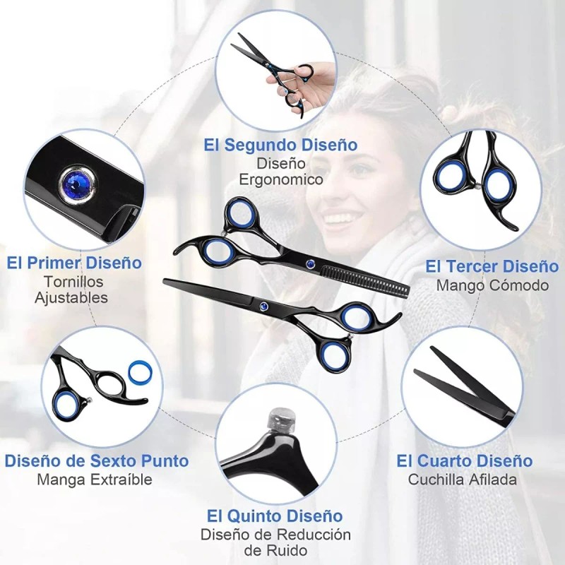 Paquete Tijeras Barbero Profesionales Tornasol Para Salon