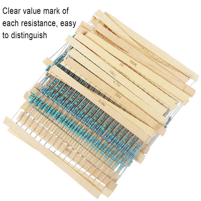 DollaTek 1280Pcs 64 Values Resistor Kit, 1 Ohm-10M Ohm 1/4W