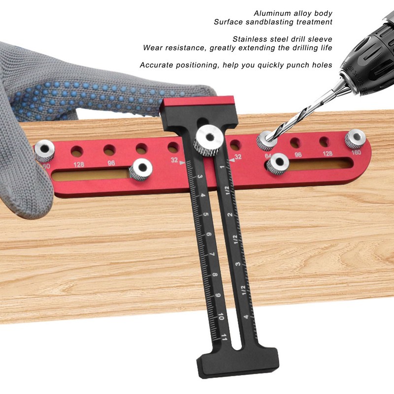 Handle Hole Drill Guide 4mm Cabinet Handle Jig Aluminum Alloy