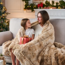 GONAAP Fuzzy Faux Fur Throw Blanket Twin Size Tie-dye Beige Super Soft Cozy Plush Fuzzy Shaggy Blanket for Couch Sofa Bed (Tie-dye Beige, Twin(60"x80"))