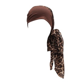 ZLYC Chemo Headwear Head Scarf Headwraps Long Head Covering Lightweight Beanie for Women, Leopard Print Brown