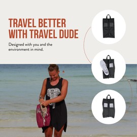 Travel Dude Compression Packing Cubes for Travel Made from Plastic Bottles | Bag Organiser for Backpacking, Suitcases & Bags | Travel Organiser for Clothes & Shoes (Shoebag, All Black (Shoe Bag))