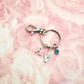 I Love You Sign Language Zipper Pull or Keychain Keyring, ASL I Love You Hand Sign (2. I Love You Sign Keychain)