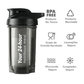 Botella para Proteina de Coctelera（500ml）,Vaso Proteina Shaker para de Suplemento Fitness y Deportes,Vaso para Proteina con Mezclador Sin BPA y Leak Proof(negro)