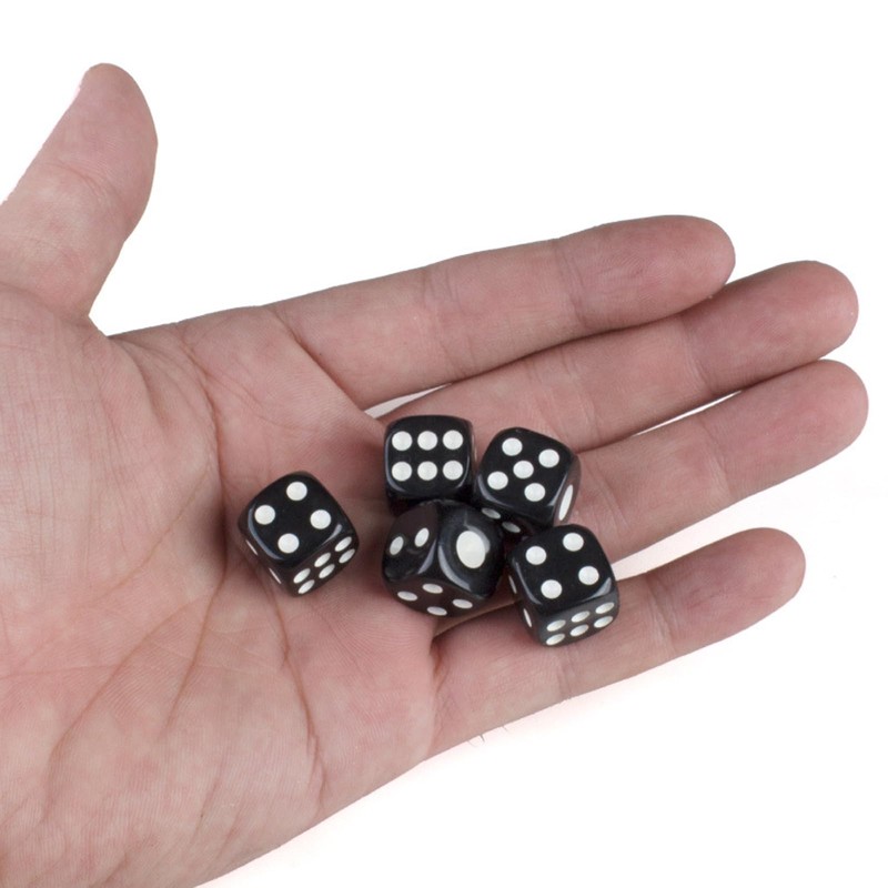 Dice, 0.6 inch (16 mm), Set of 10, Acrylic, Round