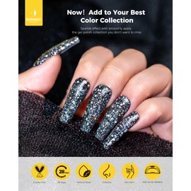 BURANO Glitter Gel Nail Polish, LED UV Nail Gel Shimmer Holographic Effect Soak off Gel Curing Required, No Chip Gel Polish Sparkle Gel Home DIY Nail Salon (Fall LP39)