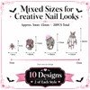 Pink Halloween Nail Art Charms, 3D Gothic Nail Rhinestone with